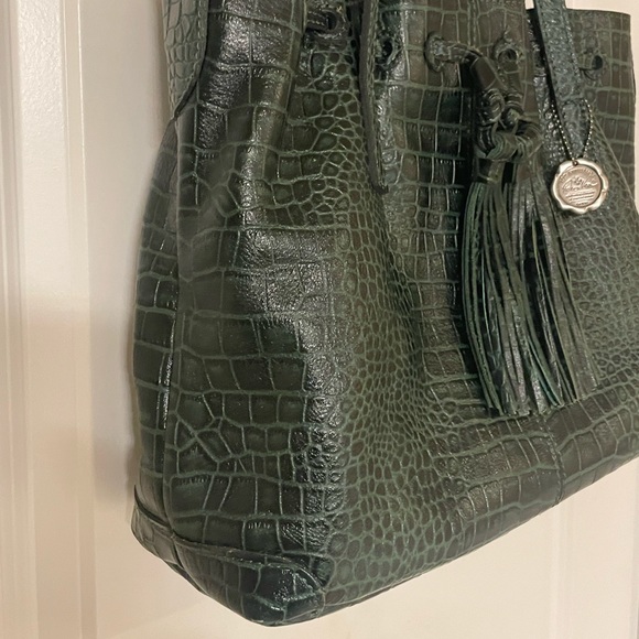 NWT Patricia Nash 10th Anniversary Distressed Vintage Croc Green Handbag (92) - Picture 4 of 16